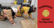 Two firefighters from Glenwood Volunteer Fire Department crawl during a training exercise with new air packs purchased with a grant from RCCF.